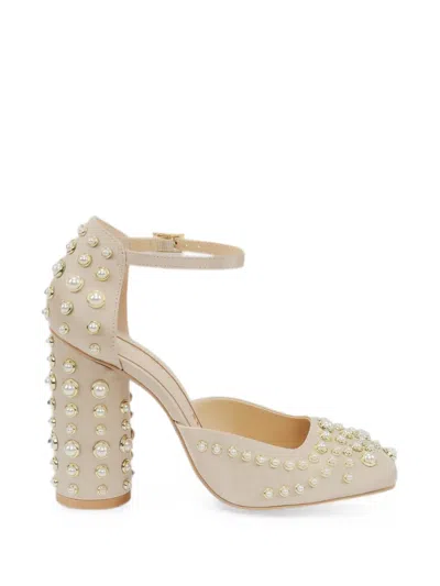 Kat Maconie Zozo Pearl-embellished Block-heel Pumps In Neutral