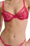 Kat The Label Annabelle Embroidered Mesh Underwire Bra In Hot Pink