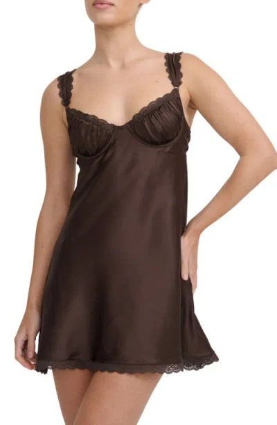 Kat The Label Celeste Ruched Underwire Chemise In Green