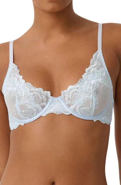 Kat The Label Charli Embroidered Underwire Bra In Blue