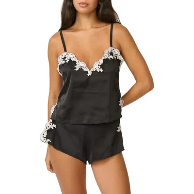 Kat The Label Cinderella Lace Trim Satin Tap Shorts In Black