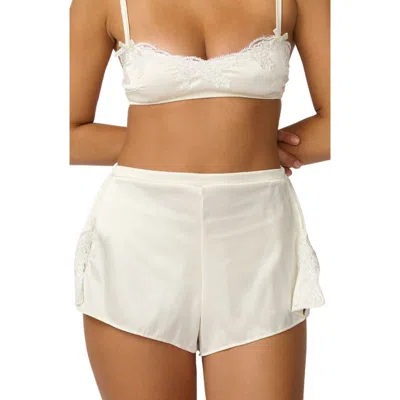 Kat The Label Cinderella Lace Trim Satin Tap Shorts In White