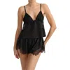Kat The Label Darcy Lace Inset Satin Camisole In Black