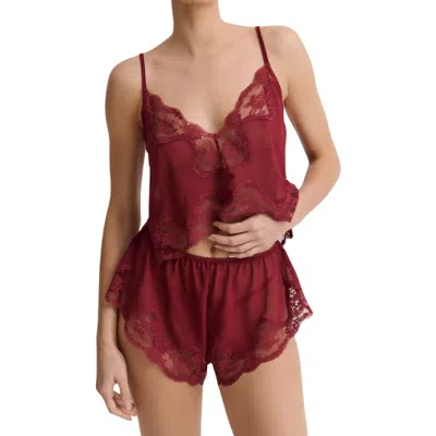 Kat The Label Harley Lace Trim Satin Camisole In Rhubarb