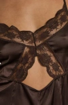 Kat The Label Harper Lace Trim Cutout Teddy In Espresso