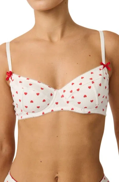 Kat The Label Hugo Heart Print Underwire Bra In White
