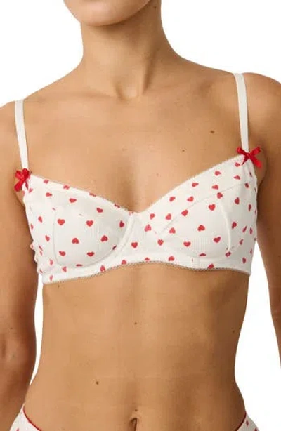 Kat The Label Hugo Heart Print Underwire Bra In White/ Heart Print