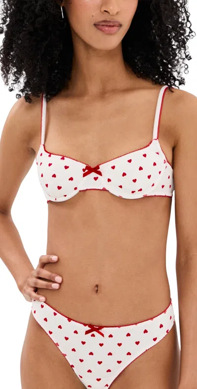 Kat The Label Hugo Underwire Heart Print In White