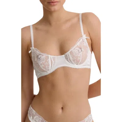 Kat The Label Jojo Embroidered Mesh Thong In White