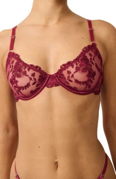Kat The Label Nicolette Embroidered Underwire Bra In Red