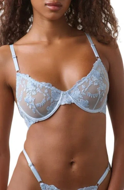 Kat The Label Nicolette Embroidered Underwire Bra In Blue