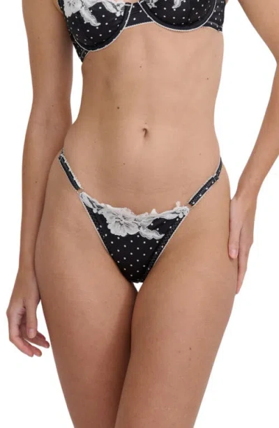 Kat The Label Norma Polka Dot Thong In Black