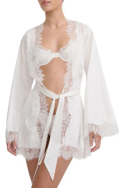 Kat The Label Olivia Lace Trim Robe In Multi