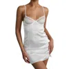 Kat The Label Sienna Slip Chemise In Ivory In Silver
