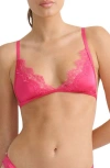 Kat The Label Sorrento Lace Trim Bralette In Hot Pink