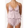 Kat The Label Sorrento Lace Trim Satin Camisole In Pink