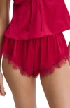 Kat The Label Sorrento Lace Trim Shorts In Red