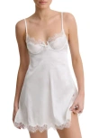 Kat The Label Sorrento Lace Trim Underwire Slip Chemise In Ivory