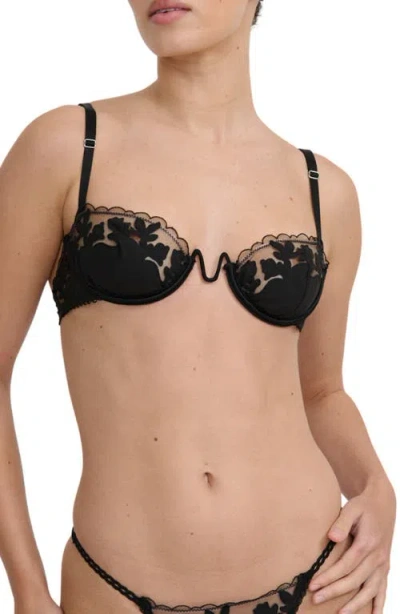 Kat The Label St Clair Embroidered Underwire Bra In Black