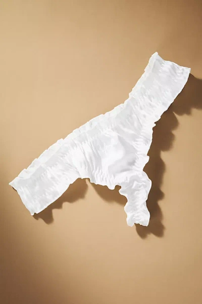 Kat The Label Yours Embroidered Satin Bridal Thong In White