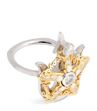 Katarina Tarazi Mixed Gold And Diamond Mythos Starfish Ring (size 54)