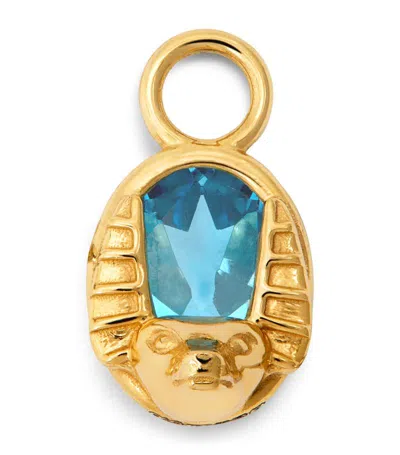 Katarina Tarazi Yellow Gold And Swiss Blue Topaz Râ Aquarius Earring Charm