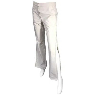 Pre-owned Katayone Adeli 1990s  Size 6 Zipper Leg Low Rise Stone Khaki Trousers Pants In Gray