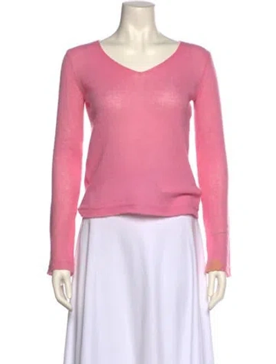 Pre-owned Katayone Adeli Cashmere V-neck Sweater In Pink