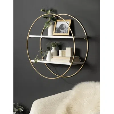 Kate And Laurel 2 Piece Circle Accent Shelf In Gold;white