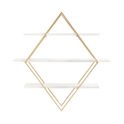 Kate And Laurel 3 Piece Diamond Floating Shelf In Gold
