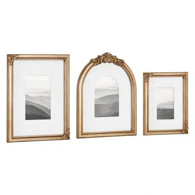Kate And Laurel Arendahl Three-piece Vintage Ornate Picture Frame Set In Gold