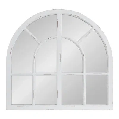 Kate And Laurel Boldmere Wide Arch Windowpane Mirror 30x29 Brown In White