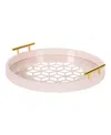 Kate And Laurel Caspen Round Decorative Tray In Open Pink