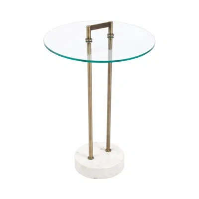 Kate And Laurel Cerullo Glass And Marble Round Side Table In White