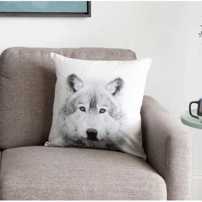 Kate And Laurel Como Wolf Decorative Wolf Print Throw Pillow Cover