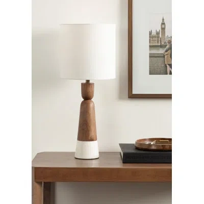 Kate And Laurel Deori Modern Hourglass Bedside Table Lamp In White