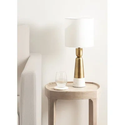 Kate And Laurel Deori Modern Hourglass Bedside Table Lamp In White