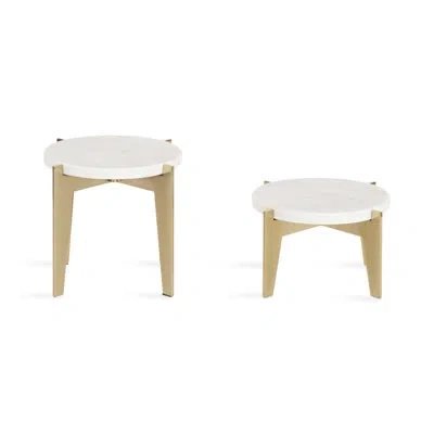 Kate And Laurel Durham 2 Piece Round Plant Stand Set In , Gold In White;gold