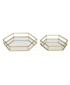 Kate And Laurel Felicia Nesting Metal Mirrored Decorative Trays, 2 Piece In Gold