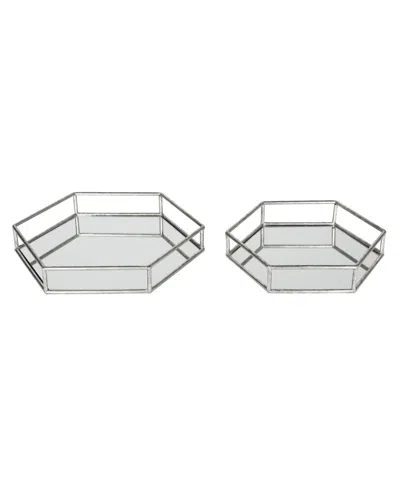 Kate And Laurel Felicia Nesting Metal Mirrored Decorative Trays, 2 Piece In Silver