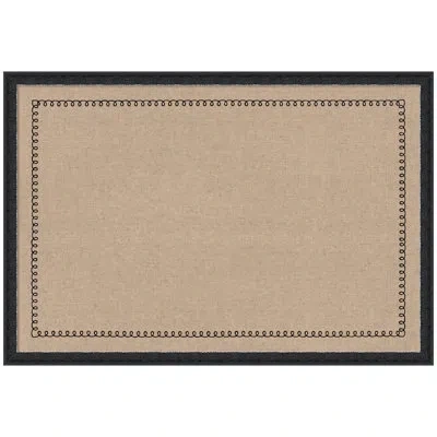 Kate And Laurel Framed Fabric Pinboard Black Scalloped Edge Printed Linen Traditional Bulletin Board For Use As A Vi In Bethany Black