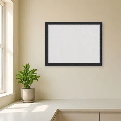 Kate And Laurel Framed Fabric Pinboard Cloud Dancer Printed Bulletin Board In Bethany Black