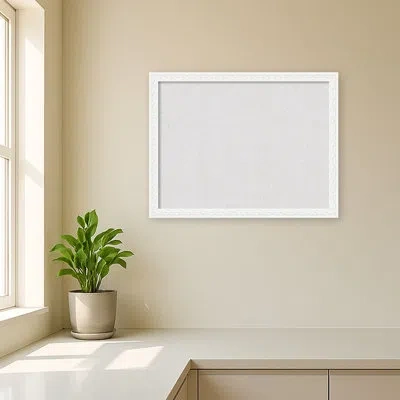 Kate And Laurel Framed Fabric Pinboard Cloud Dancer Printed Bulletin Board In Bethany White