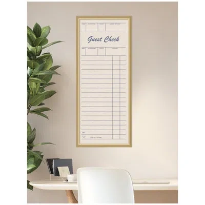 Kate And Laurel Framed Fabric Pinboard Linen Guest Check Printed Linen Bulletin Board In Gold