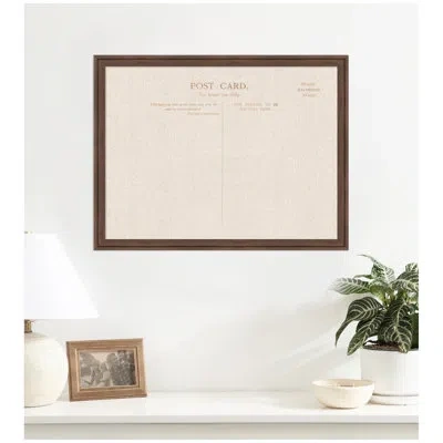 Kate And Laurel Framed Fabric Pinboard Linen Vintage Post Card Printed Linen Bulletin Board In Brown
