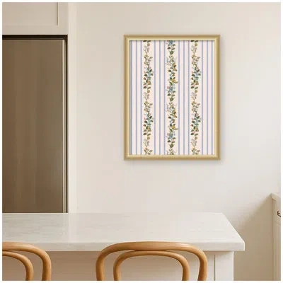 Kate And Laurel Framed Fabric Pinboard Mc Striped Botanical Birds Singing Printed Bulletin Board In Florence Gold