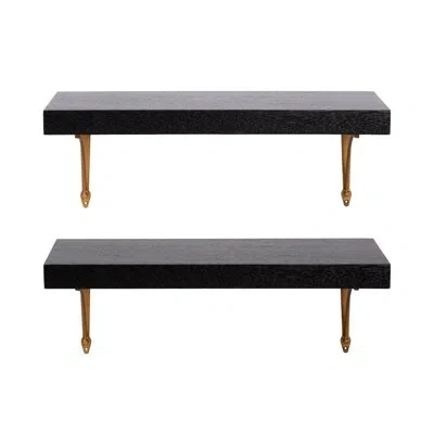 Kate And Laurel Hatley Ornate Two-piece Wall Shelf Set In Black