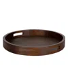 Kate And Laurel Hutton Round Wood Tray In Dark Brown