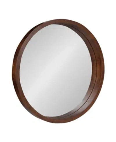 Kate And Laurel Hutton Round Wood Wall Mirror In Medium Bro