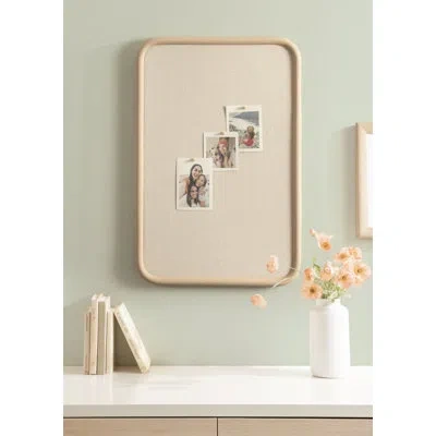 Kate And Laurel Inglewood Rectangular Pinboard For Wall Organization In Tan